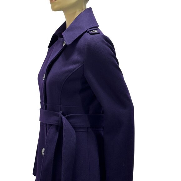 Kenneth Cole Women's Wool Blend Purple Belted OverCoat Size 10 - Picture 10 of 16